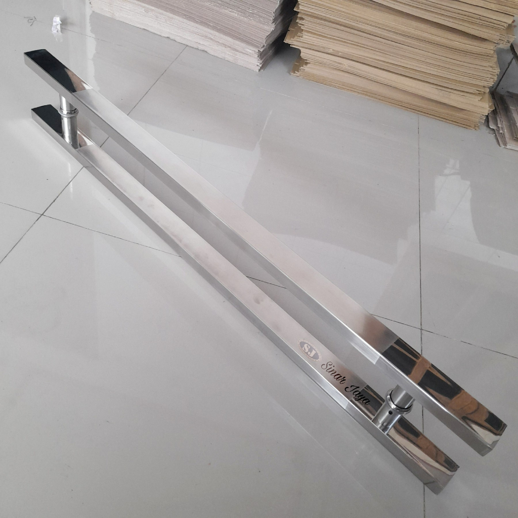 gagang pintu baut tembus panjang 120cm / 150cm handle pintu hotel ATM  pull stainless pegangan pintu