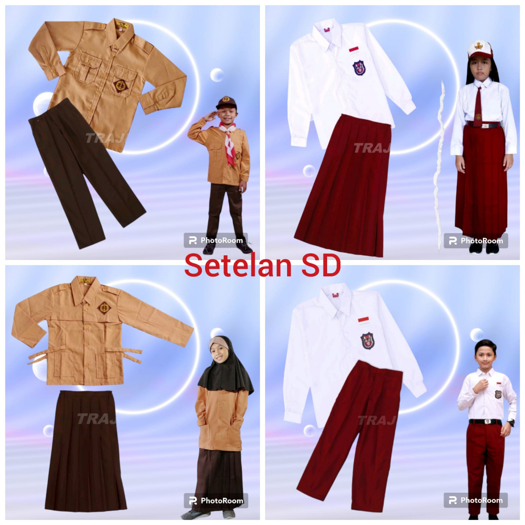 BAKTI SHOP Setelan Seragam Sekolah SD Laki-Laki/Seragam Pramuka Cowok Cewek/ Set Seragam Sekolah /Se