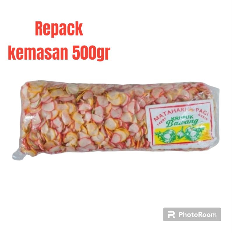 

kerupuk mentah MATAHARI PAGI rasa bawang kemasan repack 500gr (1/2 kg)