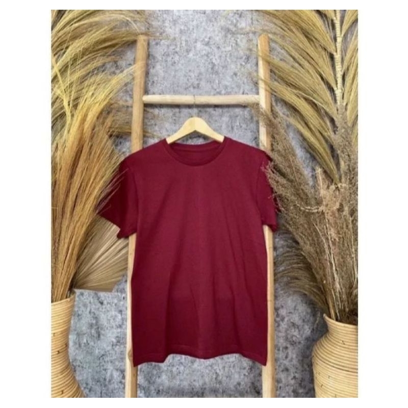 kaos polos cotton 32s merah maroon pria wanita