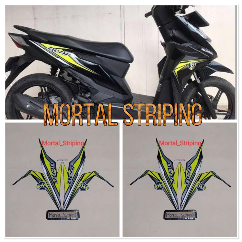 STICKER STRIPING FULL SET LIS LIST BODI HONDA MOTOR BEAT FI ESP TAHUN 2019 WARNA HITAM HIJAU