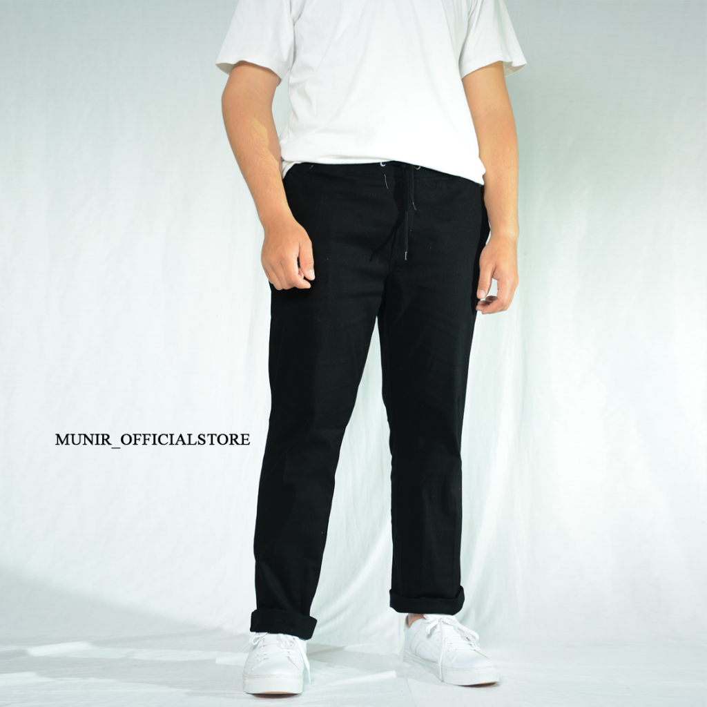 BLINKER Celana Chino Panjang Pria slim fit (hitam)