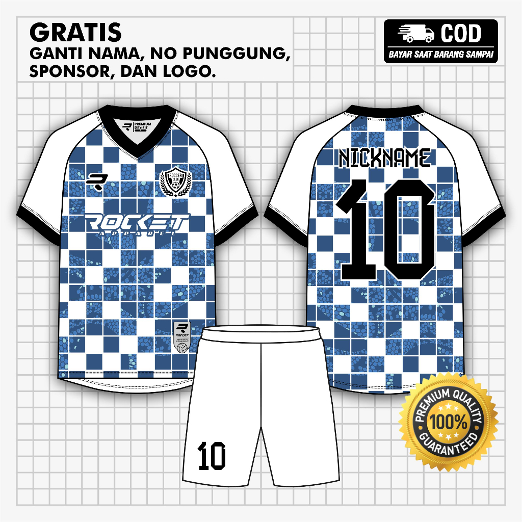 Jersey Futsal Custom Full Printing / Jersey Sepak Bola Custom Full Printing Bebas Custom Design / Je