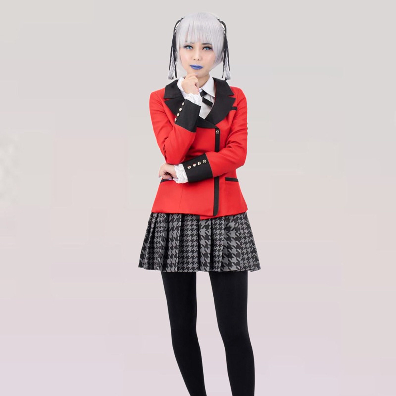 【Lolicos】Ready Kakegurui Momobami Kirari Cosplay Costume Fullset Anime Uniform Seifuku Wig
