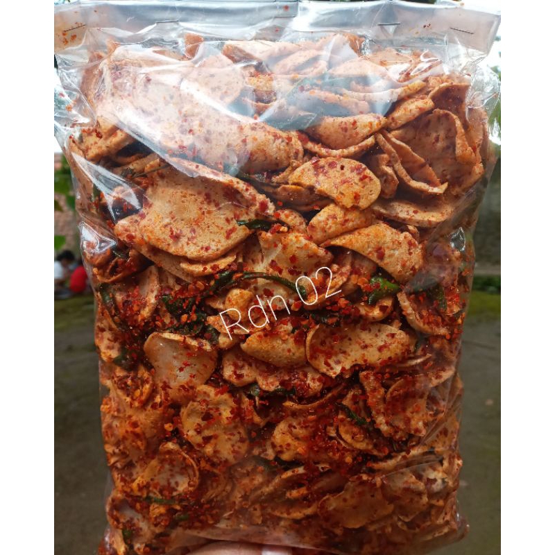 

kripik basreng.kripik koin 1kg daun jeruk