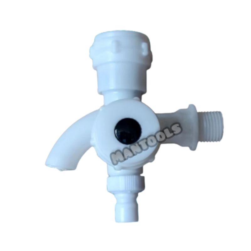 KRAN DOUBLE PVC KRAN CABANG PVC PUTIH MODEL PUTAR