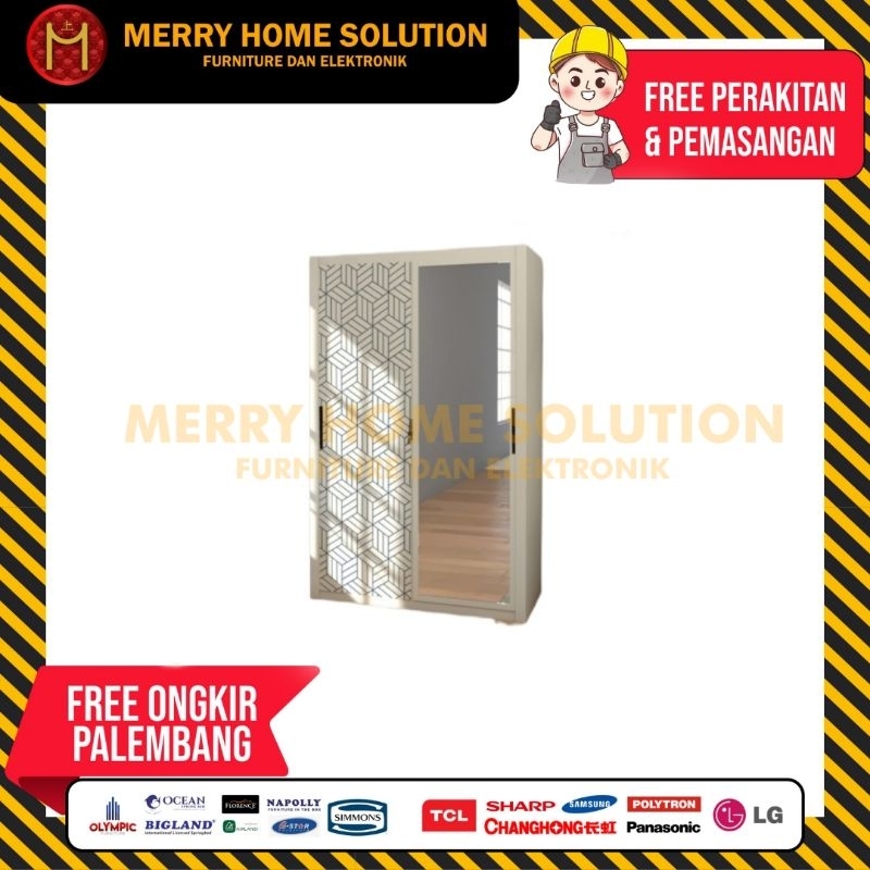 lemari pakaian plat besi 2 pintu sliding olympic