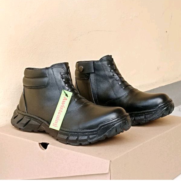 sepatu PDH boots pria lapangan kulit outsole tebal