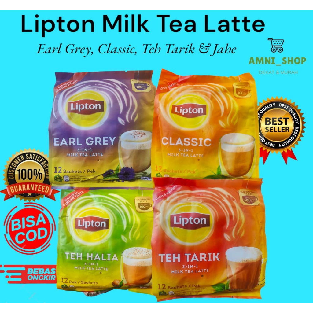 LIPTON milk tea latte Earl Grey / Clasic / Teh Tarik / Jahe  Original Malaysia Termurah