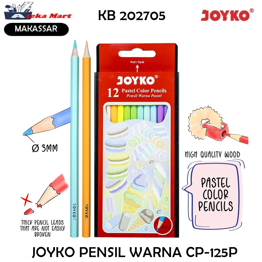 

JOYKO PENSIL WARNA PASTEL CP-125P/COLOR PENCIL/12 WARNA