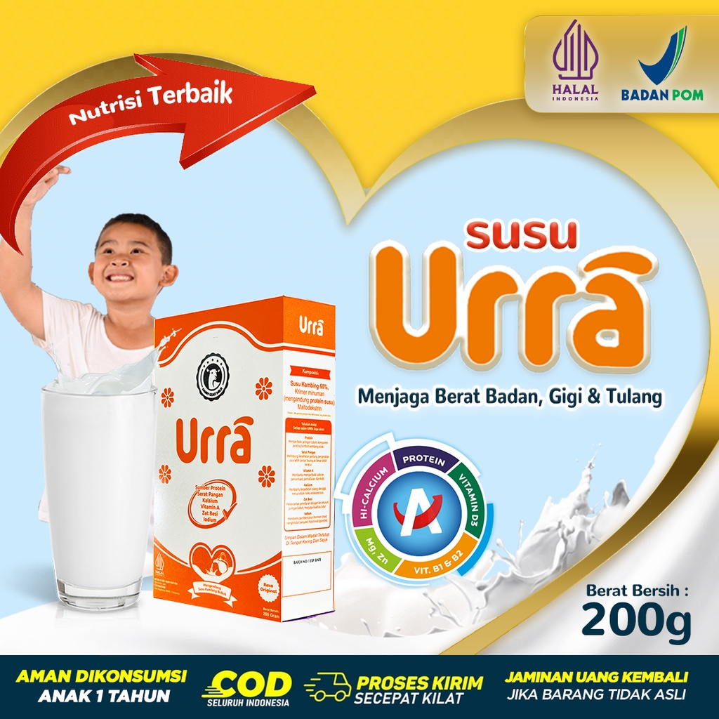 

SUSU URRA 100 % ORIGINAL Susu Kambing Terbaik dari Eropa Nutrisi Vitamin Penambah Gemuk Badan Anak Solusi Alergi Susu Sapi Susu Kambing Asli 100% 200 gr