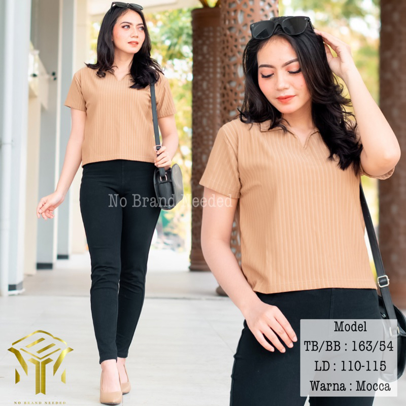 Old Money Style Polo Crop Top Wanita