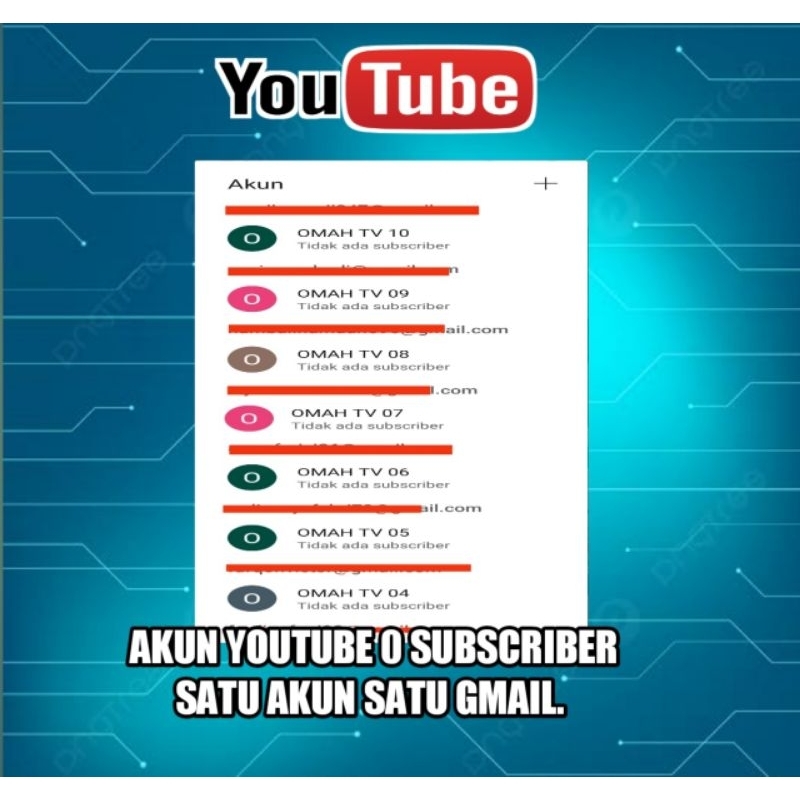 AKUN YOUTUBE 0 SUBSCRIBER+FRESH GMAIL.COM
