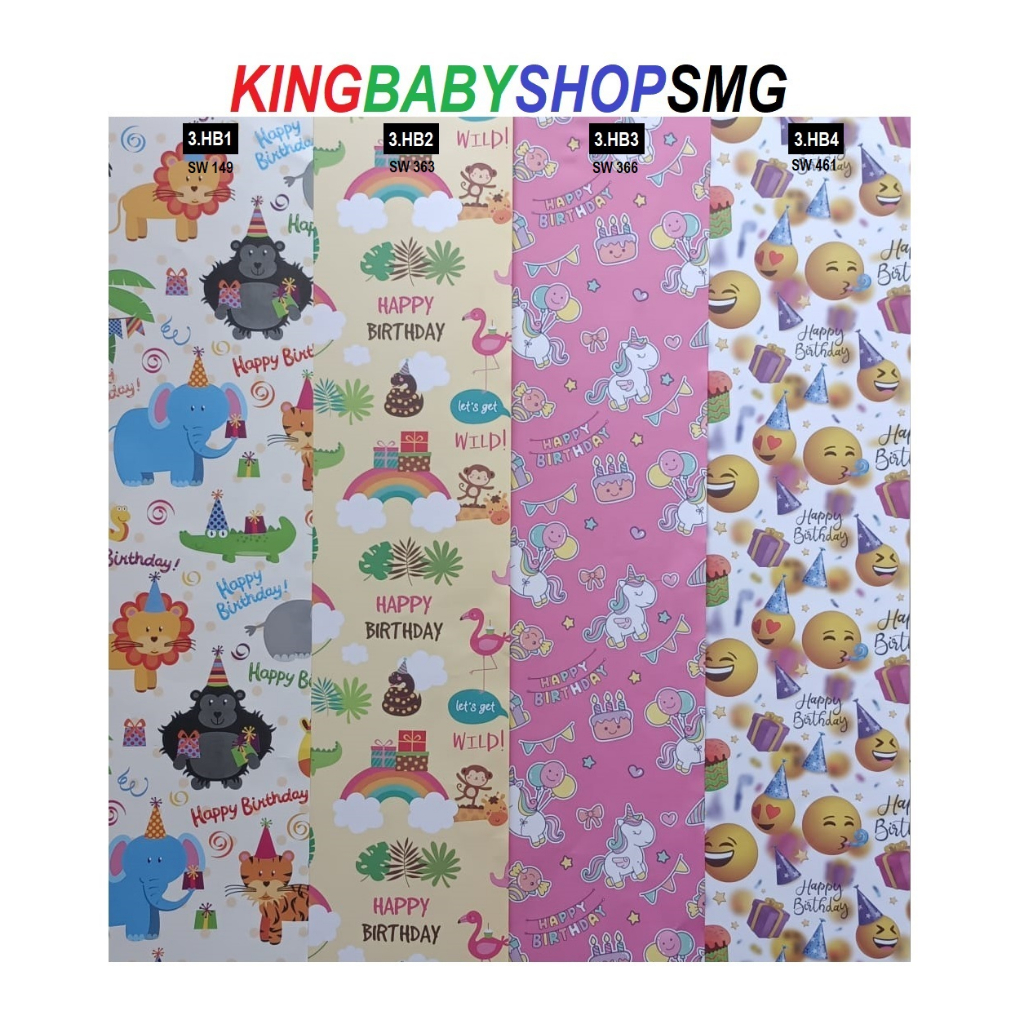 

KBS [3.HB1 - 3.HB4] Sansan Wawa Kertas Kado Jumbo Motif Happy Birthday