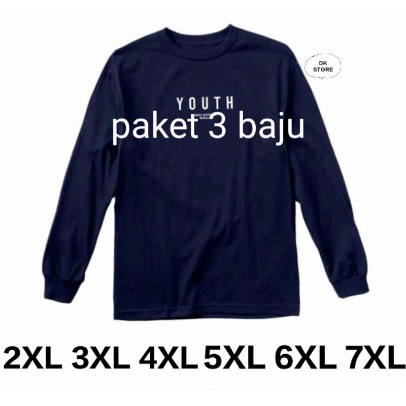kaos distro lengan panjang 2xl 3xl 4xl 5xl 6xl 7xl ~ kaos jumbo pria lengan panjang ~ random