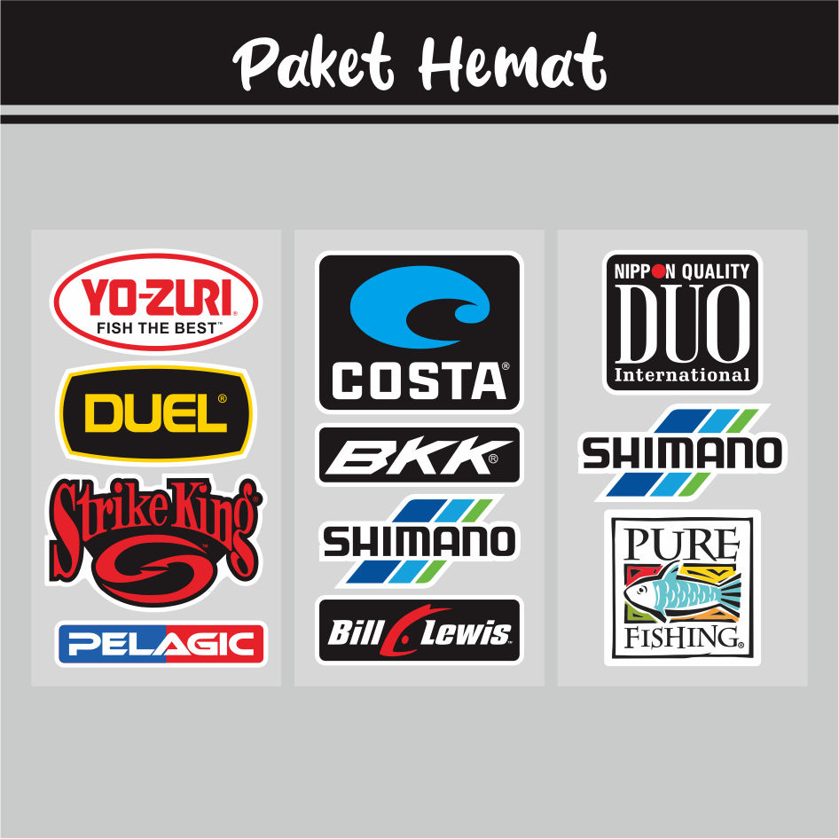 

Stiker Brand Logo Pancing Murah Sticker Cutting Mancing Tackle Box Kotak Lure Jigging Popping