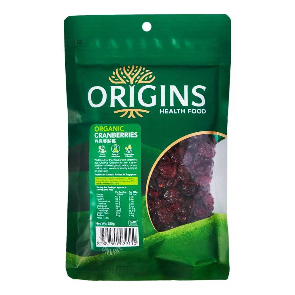 

Origins Healthfood Organic Cranberries 250g