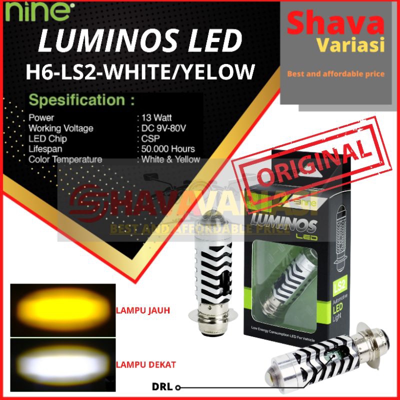 [ COD+DISKON ONGKIR*]LAMPU LED NINE LUMINOSLED H6 LS2/LS3 LASER PUTIH/KUNING MOTOR BEAT,BEAT ESP FI