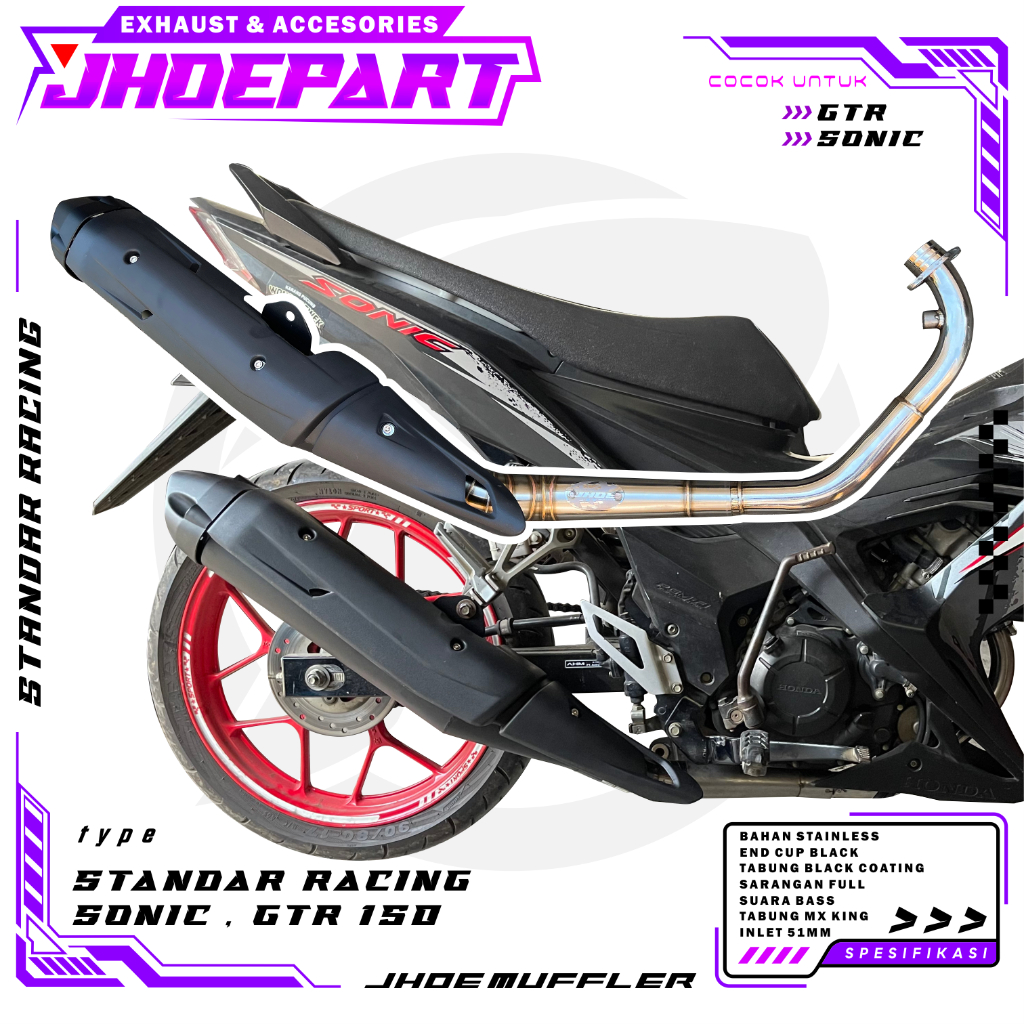 Knalpot Standar Racing SONIC GTR 150 tabung mx king Original Jhoe Muffler