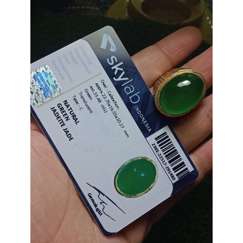 Batu Cincin Giok Burma Ring Perak