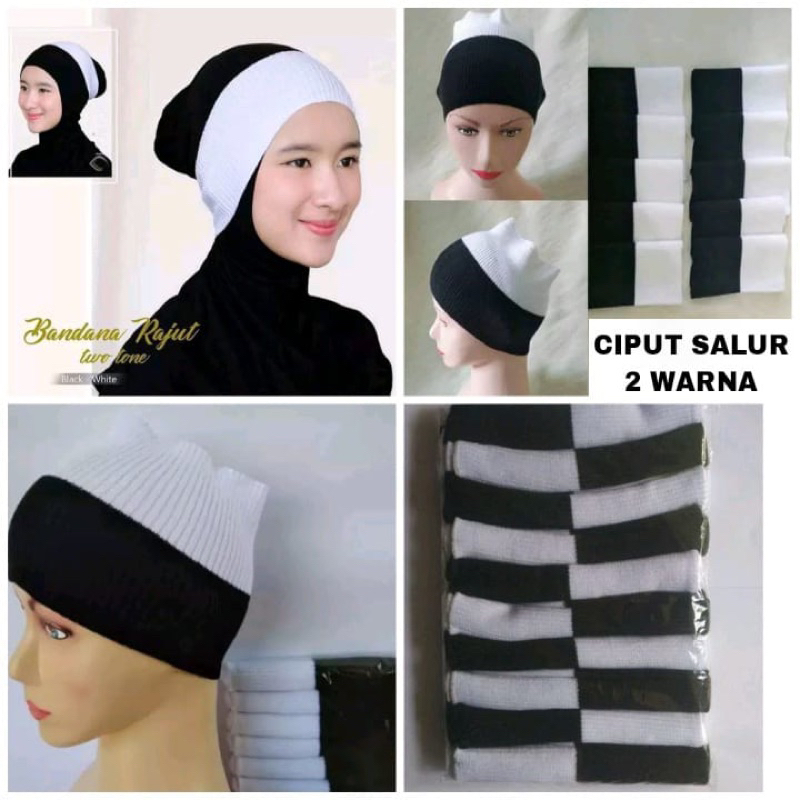 Ciput Rajut Dua Warna Ciput Inner Bandana 2 Warna Ciput Rajut Inner Rajut Ciput dalaman Hijab Wanita