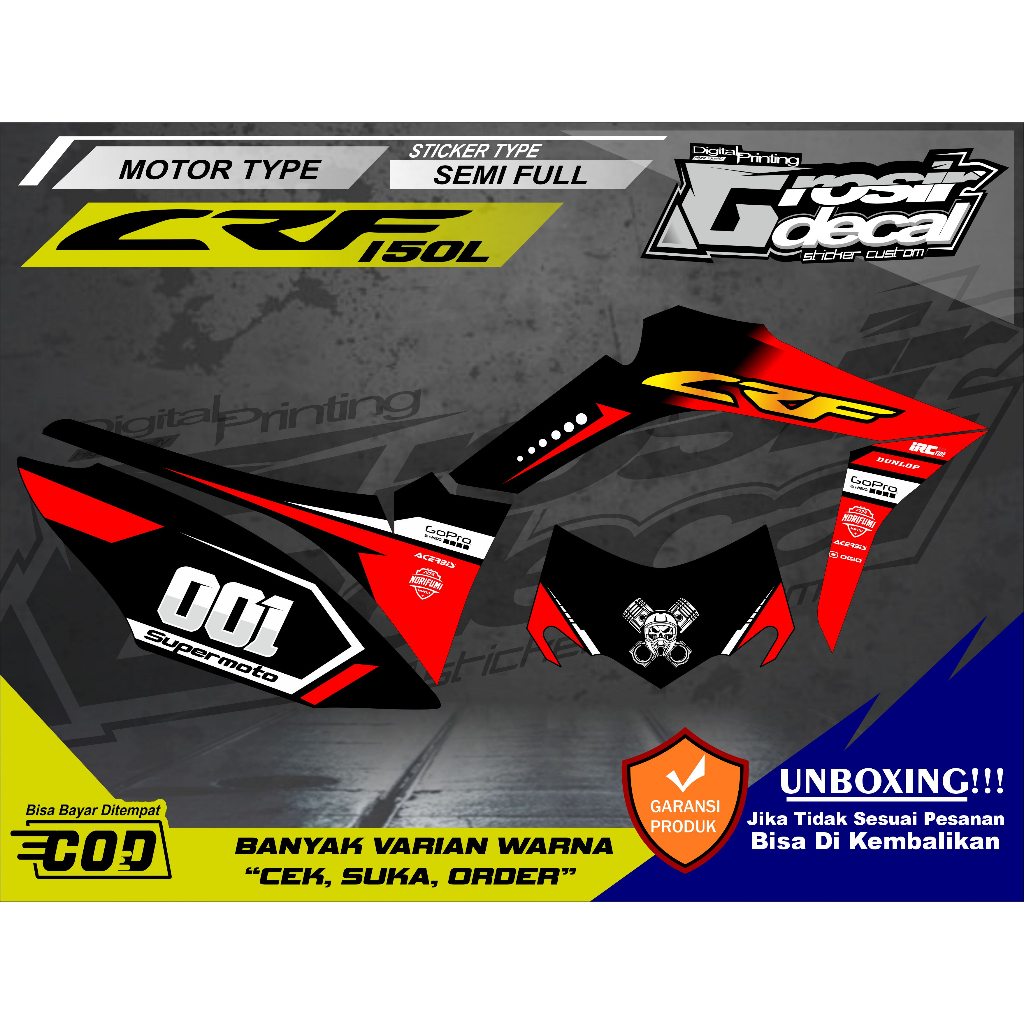 Sticker Stiker Striping CRF 150 L Keren Decal Striping CRF 150 Striping Stiker CRF 150