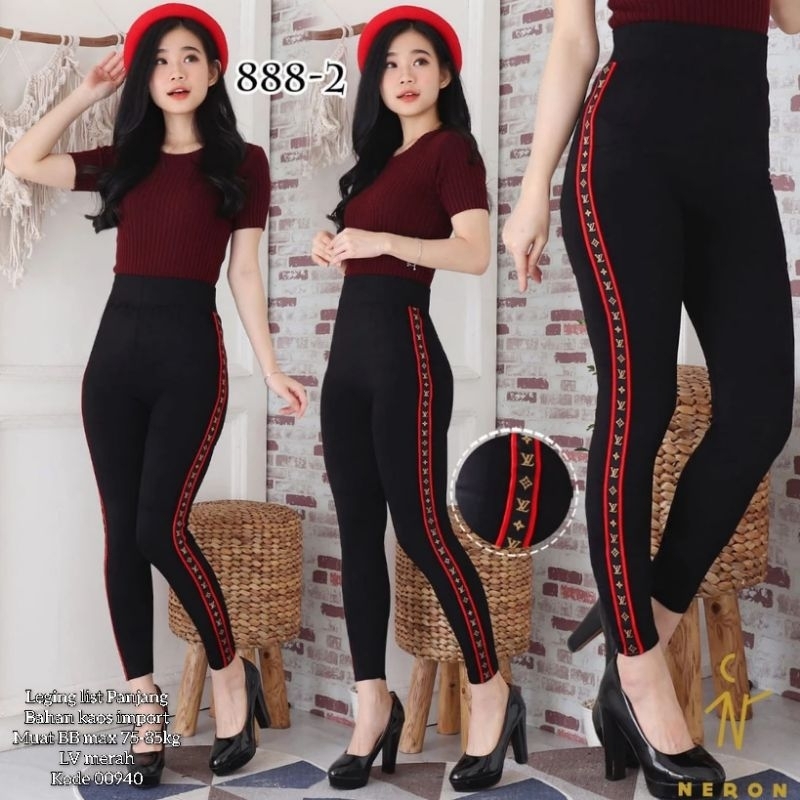LEGING IMPORT PANJANG LIST MERAH BRANDED | SAMPING BRANDED | KAOS MELAR ALLSIZE-JUMBO