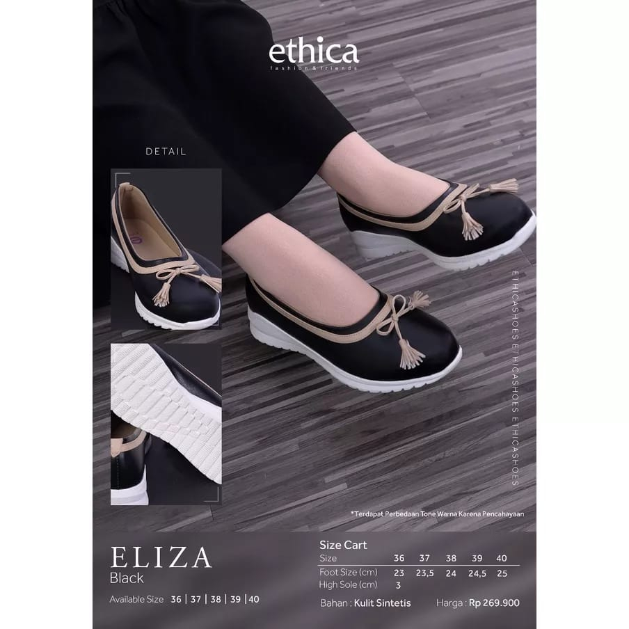 Sepatu Eliza Black by Ethica / SEPATU WANITA BRAND LOCAL ETHICA / SEPATU HITAM PITA TERBARU SIZE 39