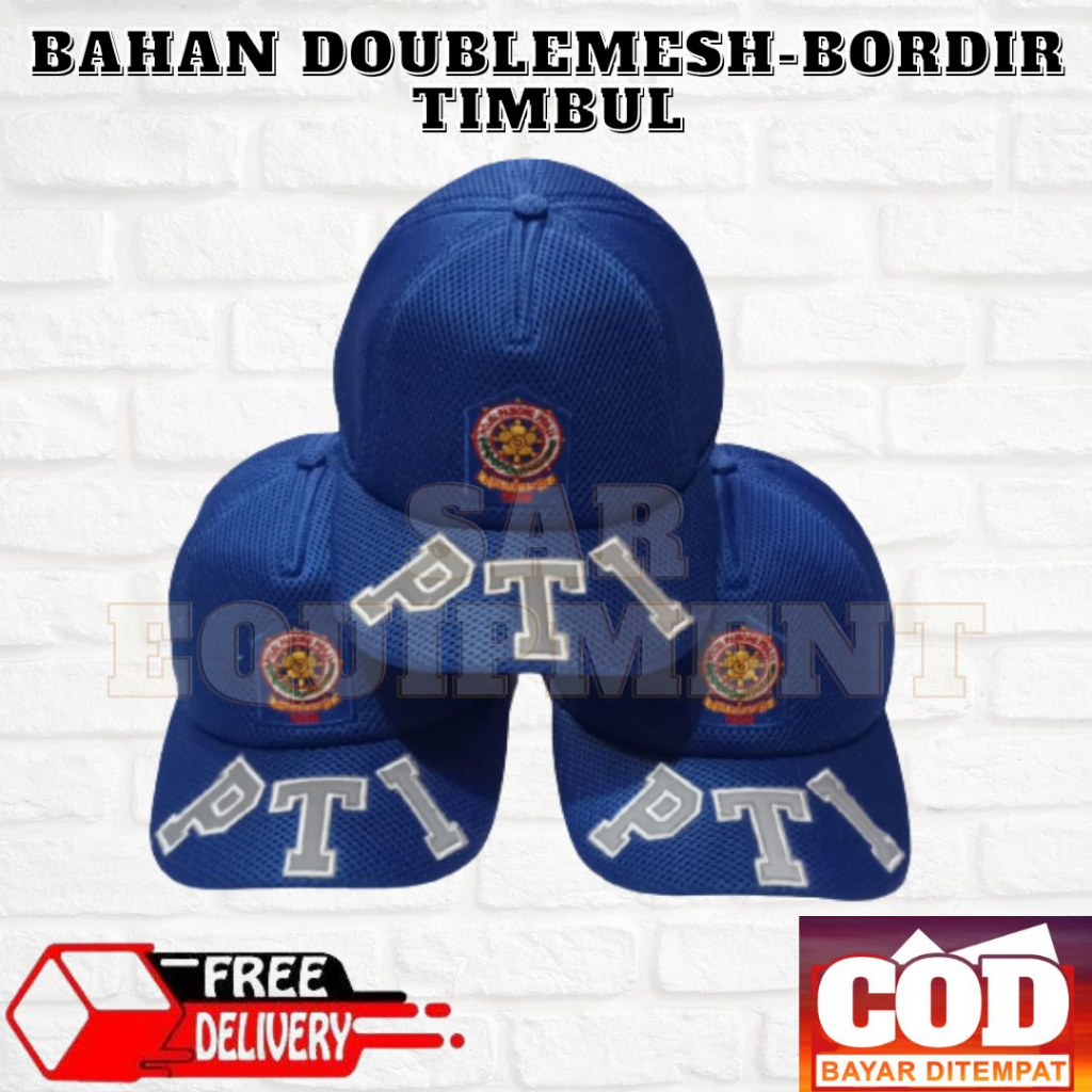 Topi PTI | Topi PAMWAL | Topi POL PP Bordir Timbul Bahan DoubleMesh
