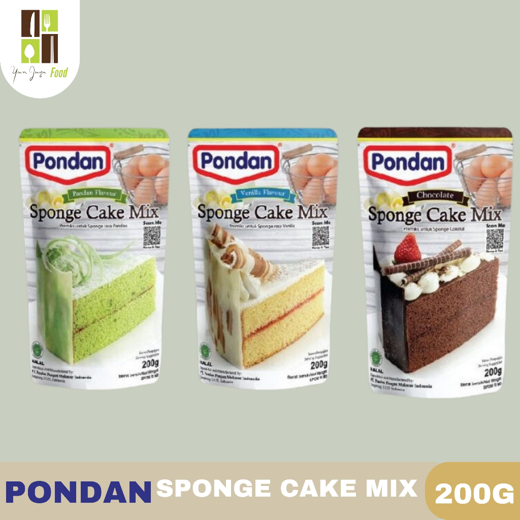 

Pondan Sponge Cake Mix / Tepung Premix Kue Sponge Pandan/Vanilla/Coklat 200G