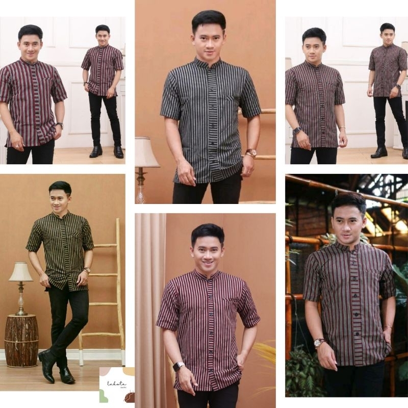 BAJU ADAT KEMEJA LURIK ADAT JAWA HEM LURIK PAKAIAN ADAT JAWA HEM PRIA LURIK TENUN ATBM LURIK GANJAR 