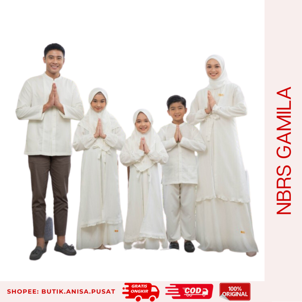 NIBRAS SARIMBIT KELUARGA GAMILA WHITE GAMIS KOKO PUTIH NBRS