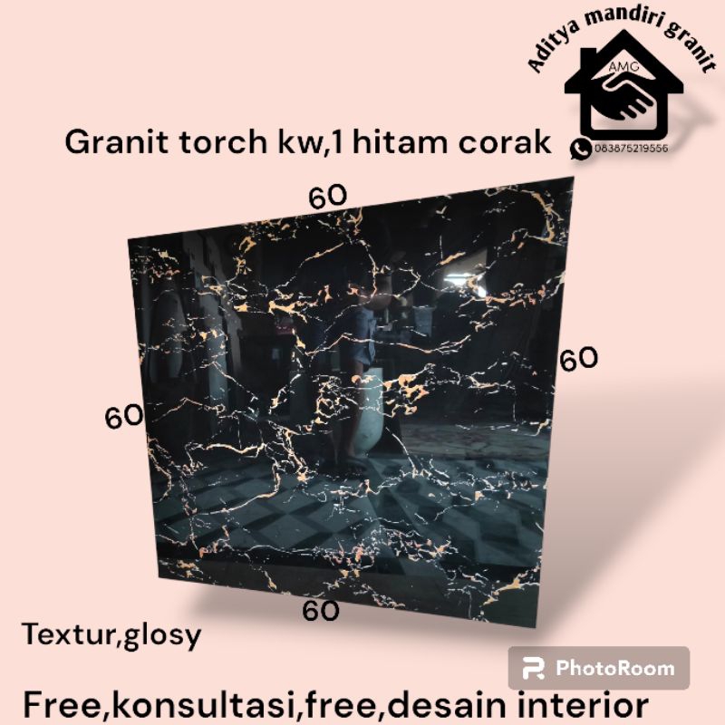 granit torch  60x60 hitam motif gloss