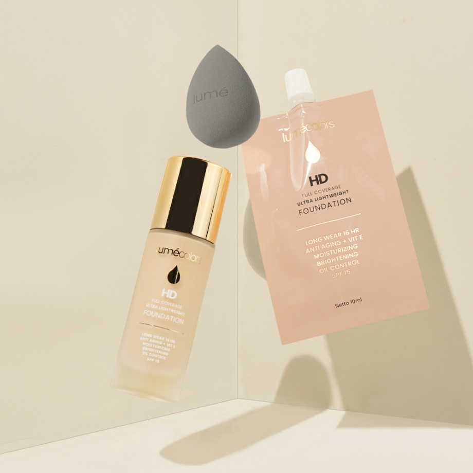 Lumecolors Foundation Compact Loose Powder Lipmousse Bedak Tabur