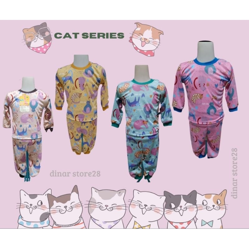 stelan baju tidur anak Gaffy kids Cat Series / piyama anak motif kucing