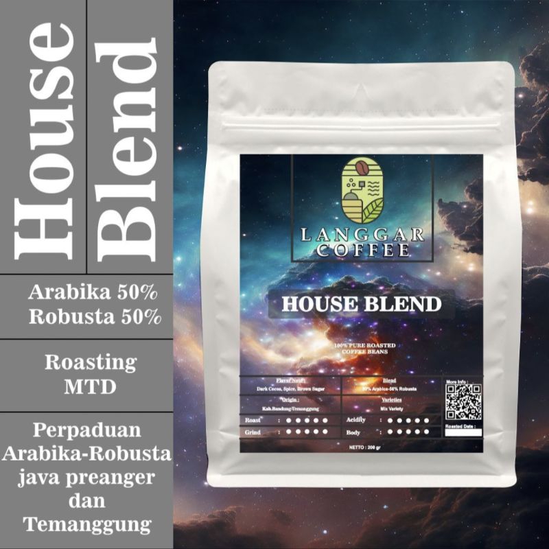 

Biji Kopi Robusta 50/50 Arabika Blend 200 gr Medium To Dark Espresso Base Kopi Susu Tubruk 200gr