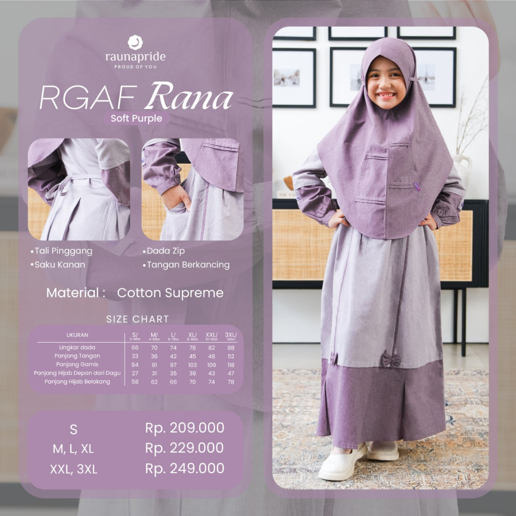 Baju Sarimbit Keluarga Rauna / Rana SR-Soft Purple / Fashion Muslim Lebaran