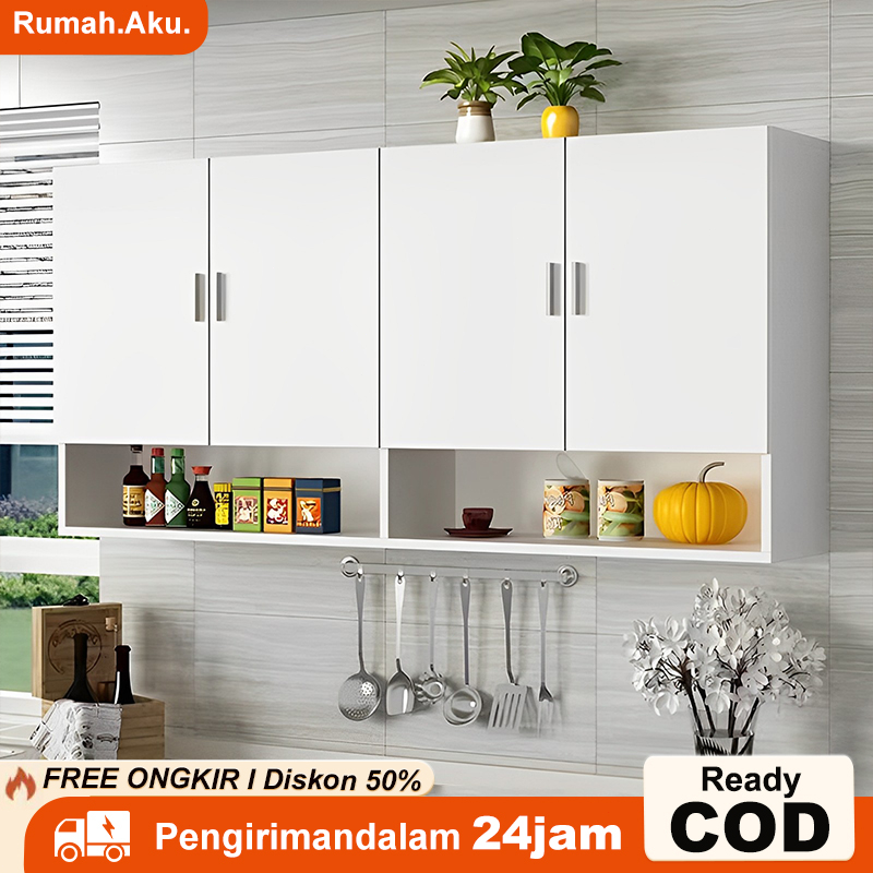 Lemari Dapur Gantung Kitchen Set Atas 4 Pintu Lemari Dapur Gantung Dinding Rak bumbu dapur Rak Atas 