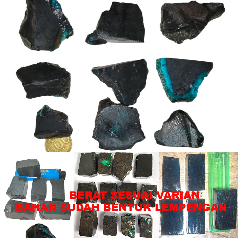 batu bacan doko lempengan hitam full kristal bodyglass