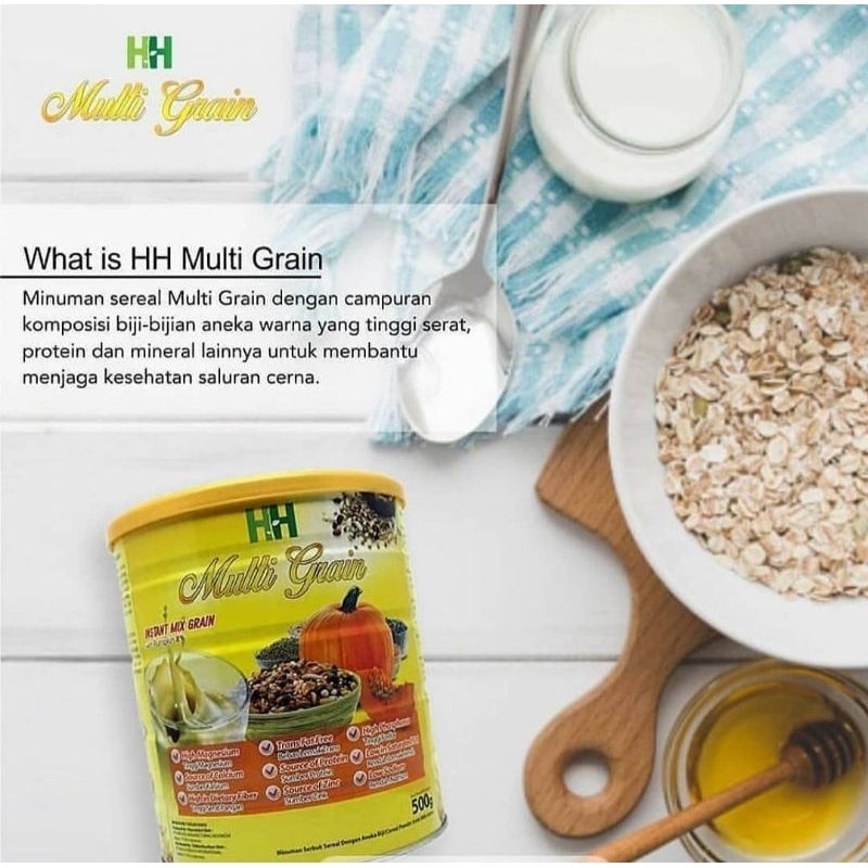 

Minuman Sereal HH Multigrain HWI isi 20 sachet, Sereal Sehat pertama di Indonesia terbuat dari 18 jenis biji-bijian dan labu kuning, rendah lemak dan rendah gula