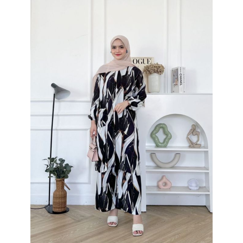 Baju one Arumi Set Tunik lengan panjang busui fashion wanita by hd id kekinian terbaru
