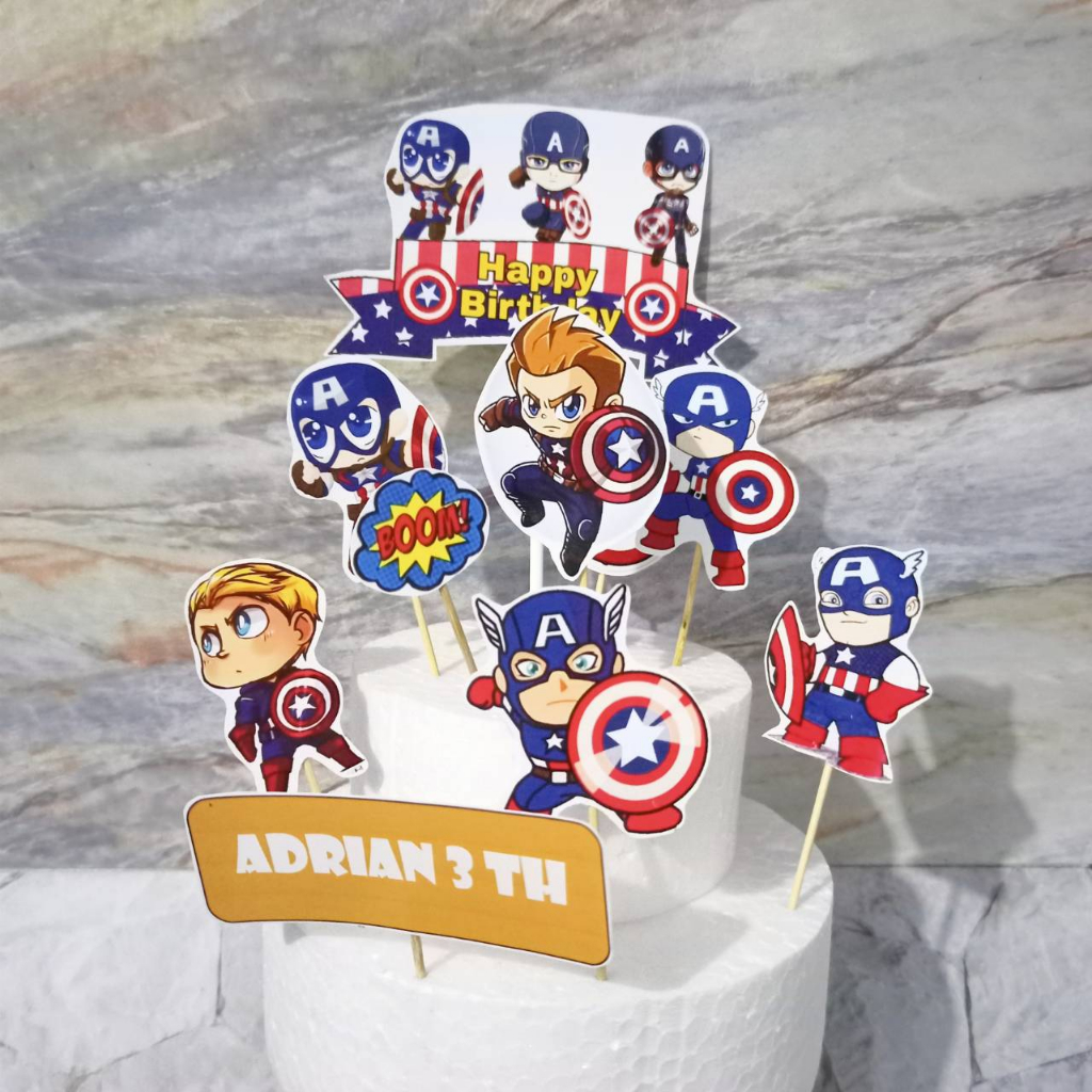 Topper Ulang Tahun Captain America / Topper Cake
