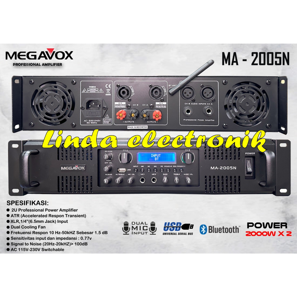 power amplifier megavox ma2005 n / ma 2005n / ma 2005n original