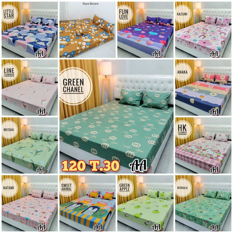 sprei katun disperse size 120*200 Tinggi sprei +/-30cm