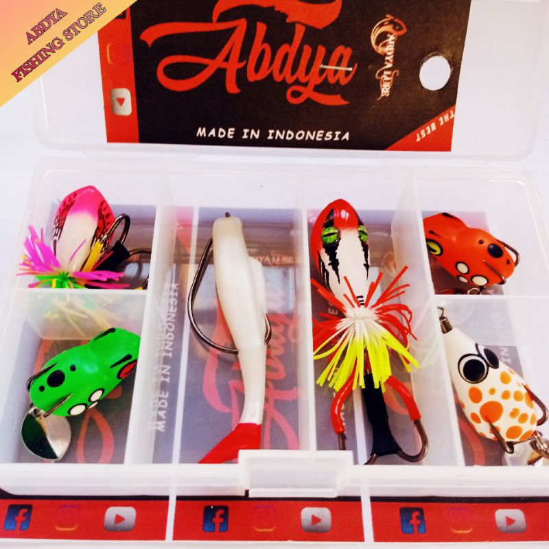 Sepaket umpan casting gabus lengkap,satu set lengkap umpan casting gabus,Jaws frog,geol,soft frog so