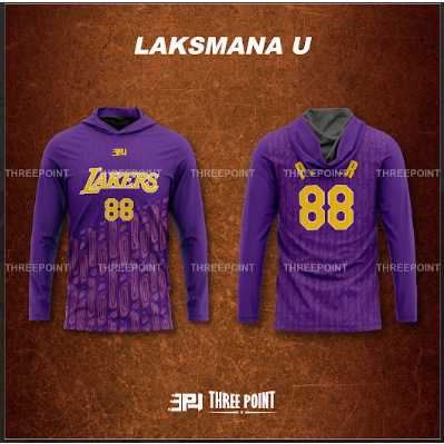 [PO] Jersey Basket Lakers Batik Ungu Hoodie Panjang