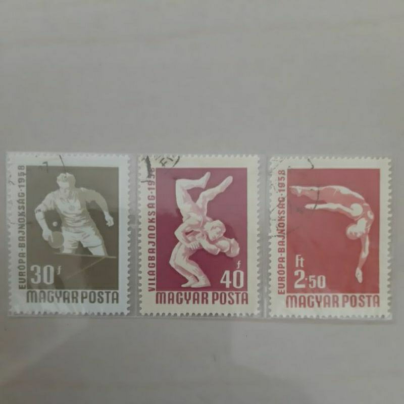 

Perangko Magyar posta 1958 seri olahraga set 3 prangko
