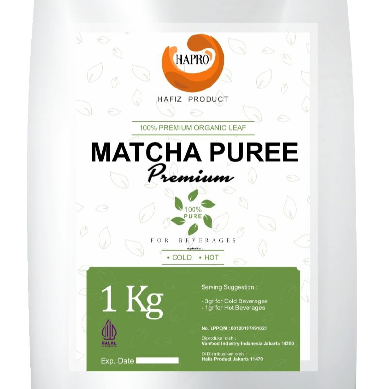 

Minuman Bubuk Berkualitas Hapro Frappe Matcha Puree Premium 1kg Bersertifikat Halal