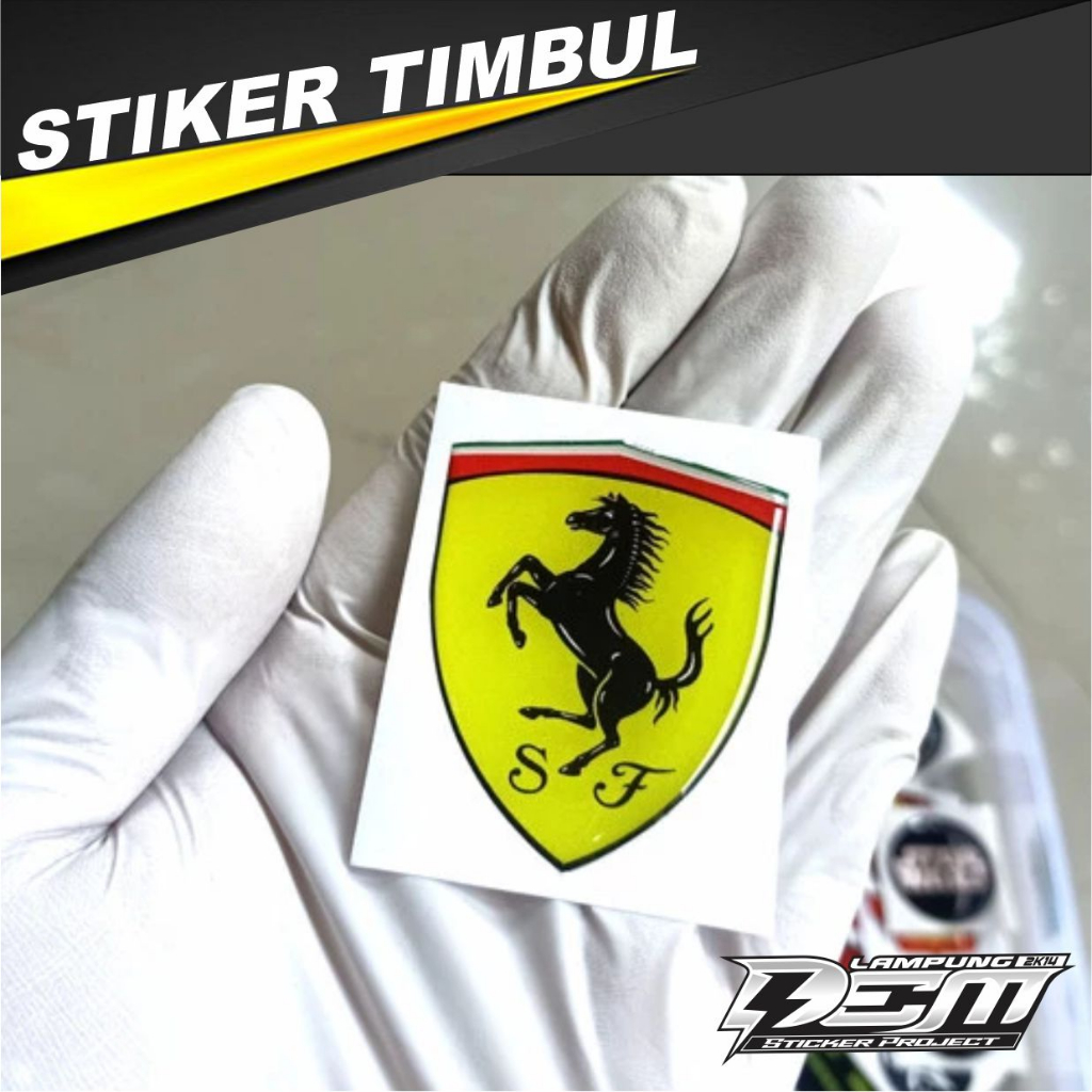 Stiker timbul resin lentur sticker emblem logo Ferrari
