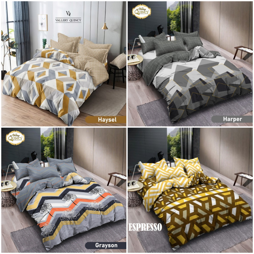 Bedcover Vallery Quincy 180 x 200 ( 6 kaki ) Motif Minimalis 2